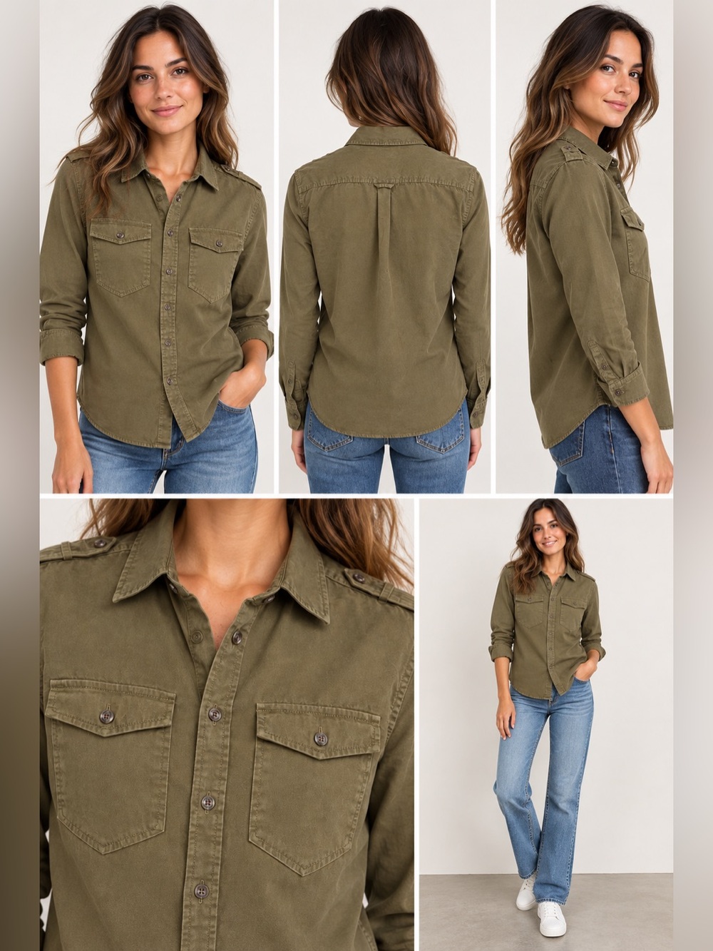 Banana Republic Petite Small Women's Dillon Button-Down Utility Shirt